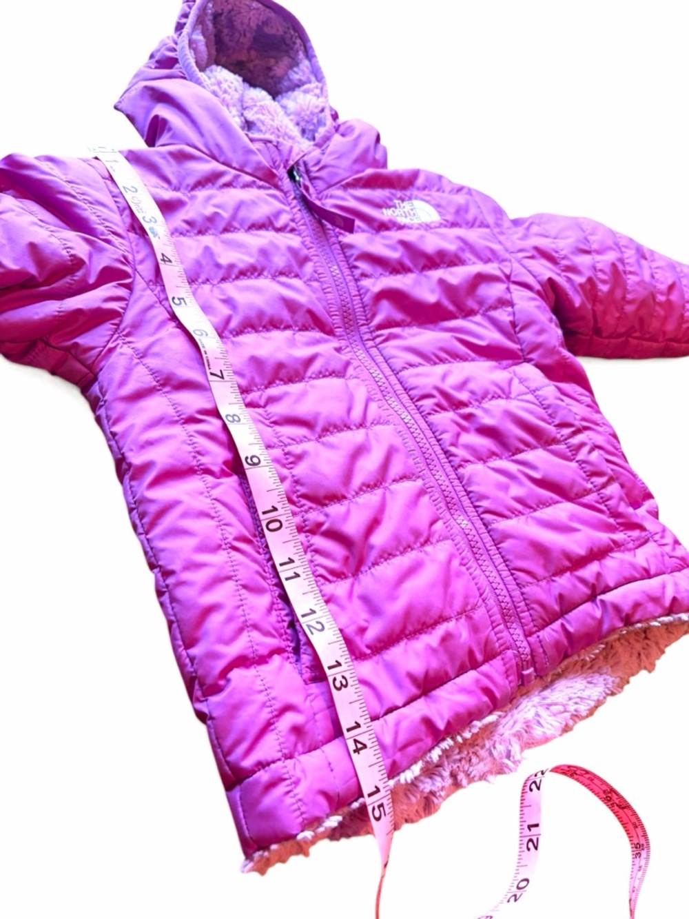 The North Face Toddler Girls Hot Pink Quilted Hooded Mossbud Reversible Jacket - Picture 8 of 10